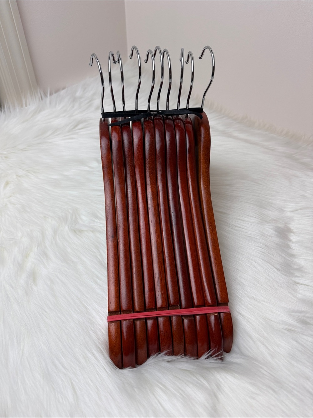 Wooden Shirt Hangers - Set of 10 in Warm Brown Mahogany